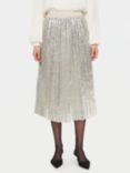 Saint Tropez Benisa Sequin Pleated Skirt, Silver, Silver