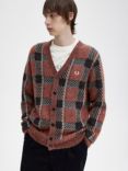 Fred Perry Tartan Relaxed Fit Cardigan, Brown/Multi