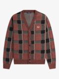 Fred Perry Tartan Relaxed Fit Cardigan, Brown/Multi