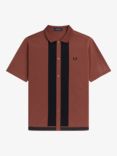 Fred Perry Short Sleeve Panel Polo Shirt, Brown/Black
