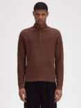Fred Perry Long Sleeve Cotton Polo Shirt, Whiskey Brown
