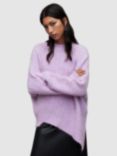 AllSaints Selena Asymmetric Hem Wool Blend Jumper, Lilac Haze