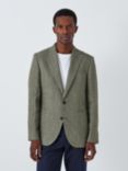 John Lewis Lucca Italian Linen Check Regular Fit Blazer, Khaki Green