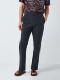 Kin Asher Cotton Seersucker Slim Fit Suit Trousers, Navy