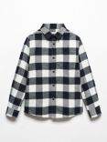 Mango Baby Xavi Cotton Check Shirt, Light Beige/Black