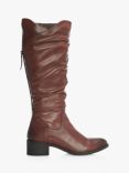 Moda in Pelle Luche Leather Ruched Knee High Boots