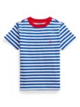 Ralph Lauren Kids' Cotton Stripe Logo Pocket Short Sleeve T-Shirt, Sapphire Star