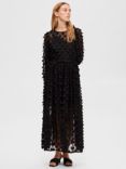 SELECTED FEMME Sheer Textured Maxi Dress, Black