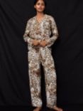 Baukjen Mia Ecovero Leopard Print Pyjama Set, Natural Leopard