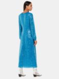 Whistles Petite Sequin Keyhole Midi Dress, Blue