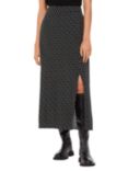 Whistles Scattered Hearts Midi Skirt, Black/Multi