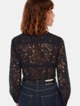 Whistles Lucy Seam Detail Lace Blouse, Black