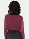 Whistles Dobby Velvet Shirred Top, Burgundy