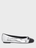 Hobbs Eva Leather Ballerina Shoes, Silver/Black