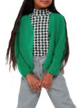 Whistles Kids' Wool Blend Knit Textured Cardigan, Green