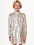 Whistles Kids' Sadie Sequin Swing Dress, Silver