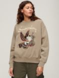 Superdry Suika Embroidered Jumper, Khaki Green