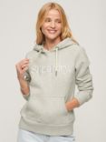 Superdry Tonal Embroidered Logo Hoodie, Glacier Grey Marl