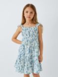 John Lewis Kids' Floral Ruffle Hem Sun Dress, Gardenia