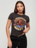 Superdry Tattoo Rhinestone Tiger T-Shirt, Carbon Black/Multi