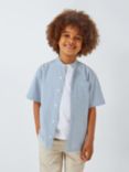 John Lewis Kids' Stripe Seersucker Cotton Short Sleeve Shirt
