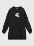 Calvin Klein Kids' Metallic Monogram Sweatshirt Dress, Ck Black