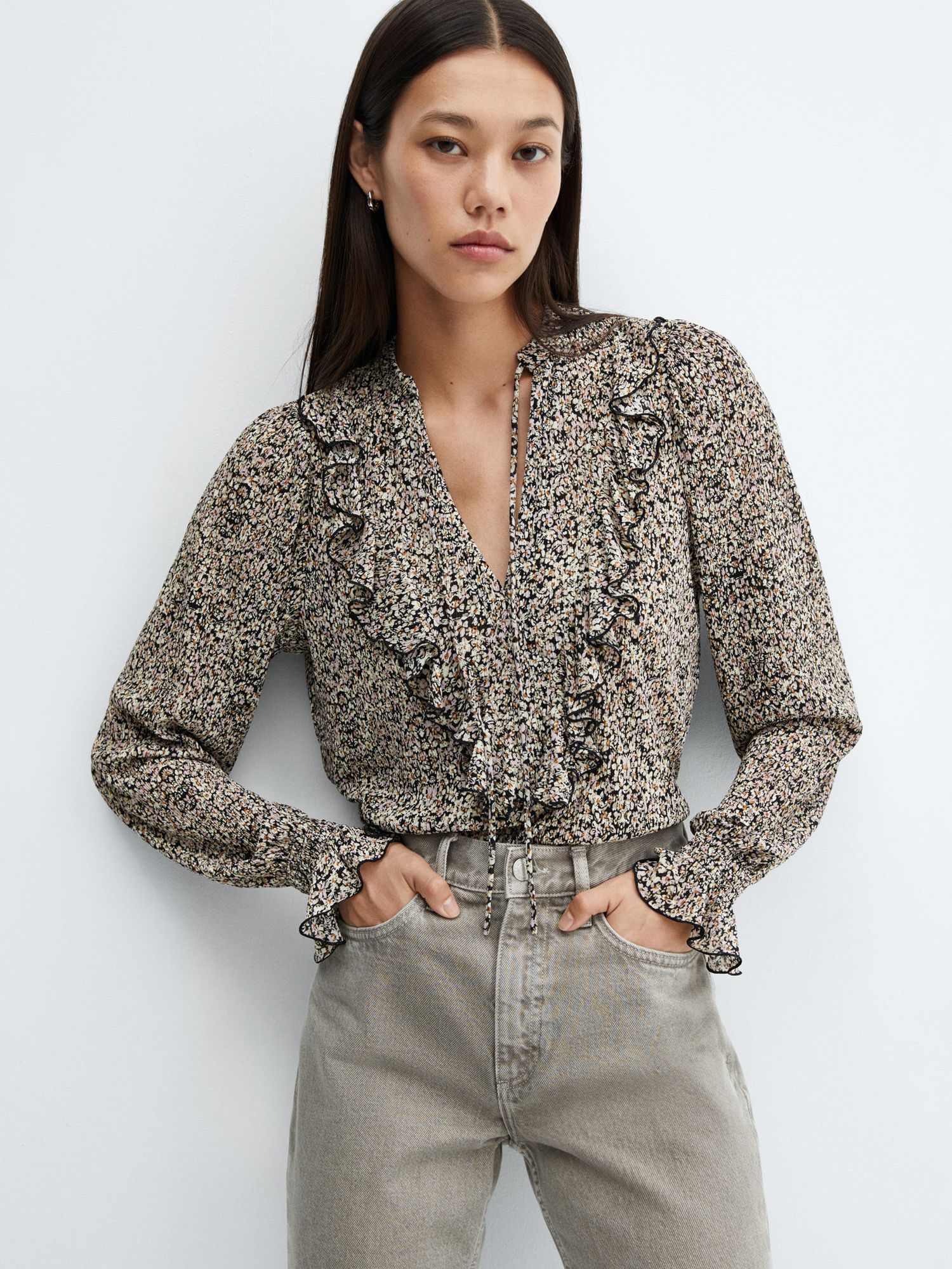 Tark Floral Pants And Louis Vuitton Blue Blouse