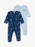 Petit Bateau Baby Pinstripe Pyjamas, Pack of 2, Blue/Multi