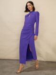 Ro&Zo Allegra Petite Crepe Twist Neck Midi Dress, Purple