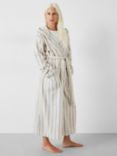 HUSH Renée Striped Cotton Towelling Robe, Soft White/Blue