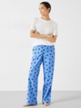 HUSH Sadie Polka Dot Flannel Pyjama Bottoms, Blue/Black