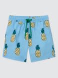 John Lewis ANYDAY Kids' Pineapple Print Swim Shorts, Blue