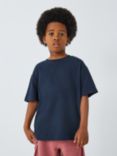 John Lewis Kids' Plain Linen Blend T-Shirts, Pack of 2, Navy/Mid Blue