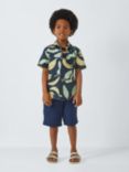 John Lewis Kids' Banana Leaf Print Linen Cotton Blend Shirt, Multi