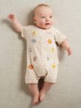 Purebaby Baby Organic Cotton Sananna Safari Applique Short Sleeve Growsuit, Oatmeal