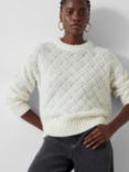 HUSH Emmy Lattice Knit Jumper, Soft White