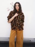 HUSH Leanne Leopard Print Cropped Sweatshirt, Brown/Multi