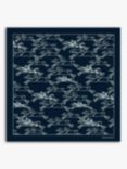 Longchamp Logo Print Silk Scarf, Navy