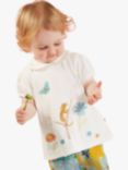 Frugi Baby Kew Gardens Carlie Collar Organic Cotton T-Shirt, Snow White/Multi, Snow White/Multi