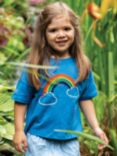 Frugi Kids' Organic Cotton Myla Jersey Applique T-Shirt, Cobalt/Rainbow, Cobalt/Rainbow