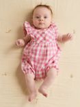 Purebaby Baby Organic Cotton Blend Gingham Romper, Pink