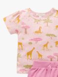 Purebaby Baby Organic Cotton Giraffe Print Top & Leggings Set, Pink