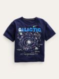 Mini Boden Kids' Relaxed Space Galaxy Printed T-Shirt, College Navy, College Navy