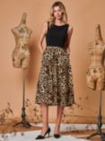Jolie Moi Contrast Print Leopard Midi Dress, Animal/Multi