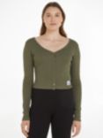 Calvin Klein Jeans Woven Label Cardigan, Dusty Olive