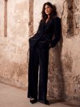 Mint Velvet Velvet Wide Trousers, Black