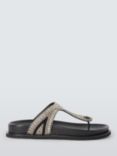 AND/OR Lille Leather Beaded Toe Post Sandals, Black