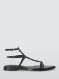 AND/OR Nixie Leather T-Bar Pointed Flat Sandals, Black