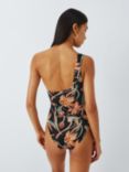 John Lewis Ios Floral One Shoulder Swimsuit, Black/Multi