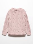 Mango Baby Noa Cable Knit Jumper, Pastel Pink